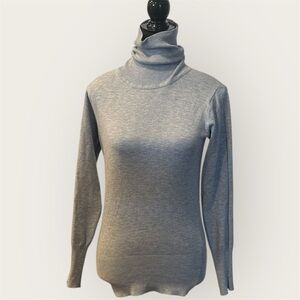 Doublju Women's Gray Turtleneck Long Sleeve Top